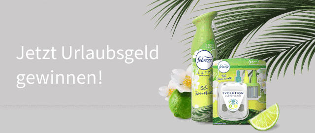 Febreze Gewinnspiel: 3 x 1.000 € Urlaubsgeld